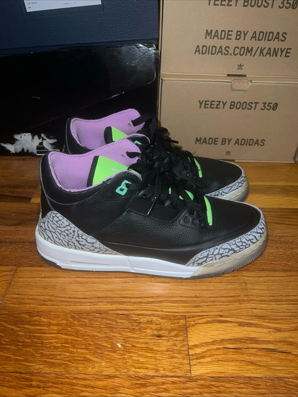 Jordan Kids Black, Purple & Neon Green Retro Sneakers